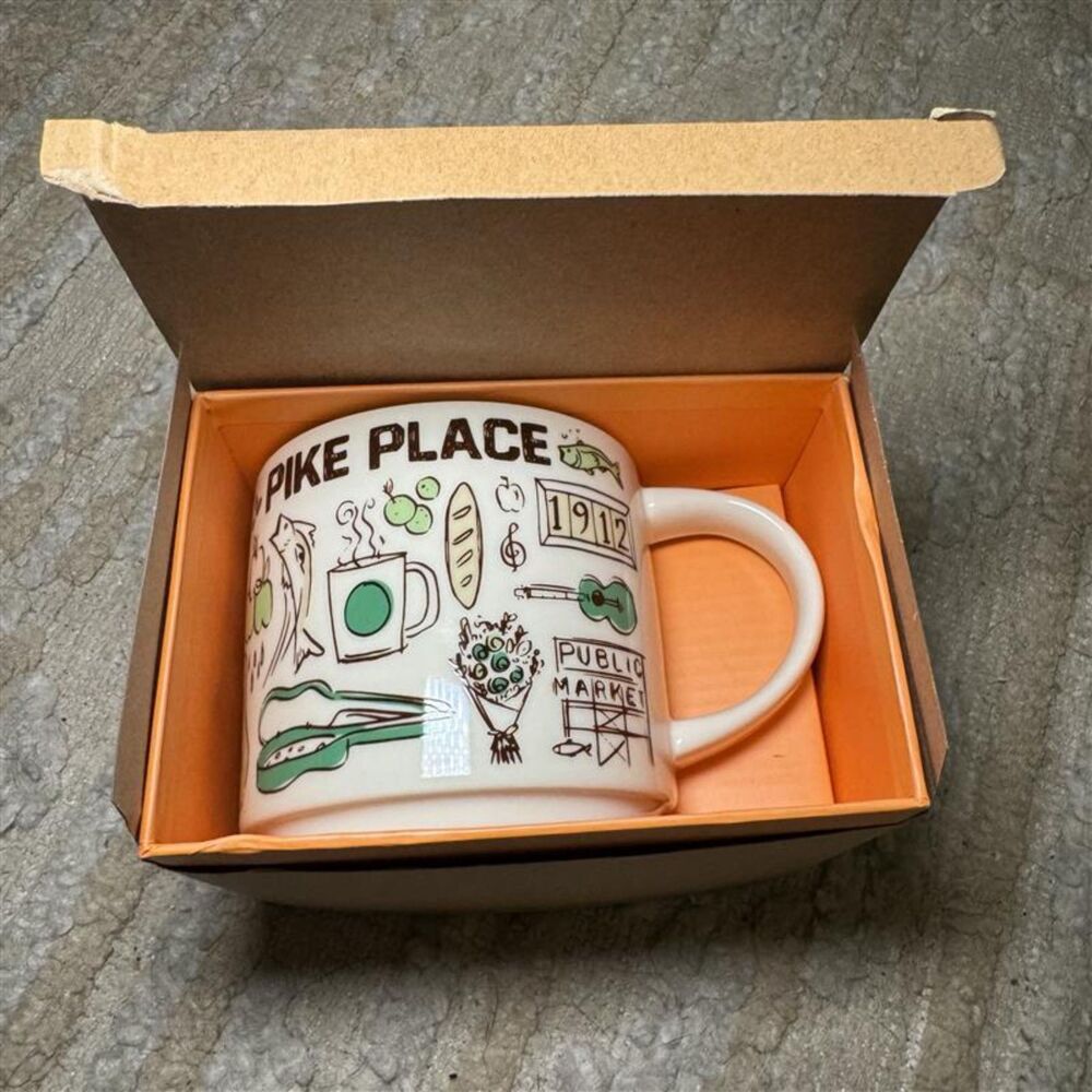 Starbucks Pike Place Market Been There Series Pin Drop Mug 14oz NIB